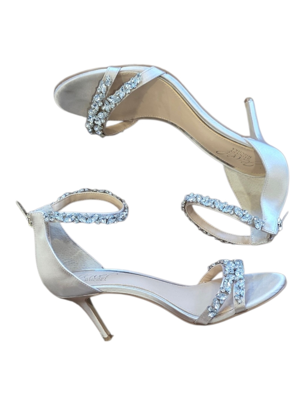 Jewel Badgley Mischka Embellished Ankle Strap Caroline Sandal Champagne 8 - Picture 2 of 8